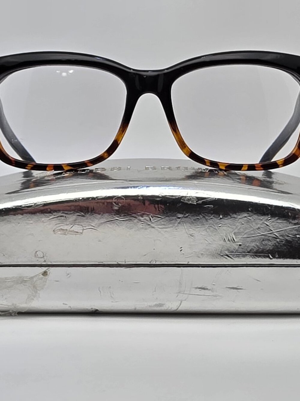 Bobbi Brown The Brooklyn Black Tortoise Frame Clear +2.00 Reading Glasses w Case
